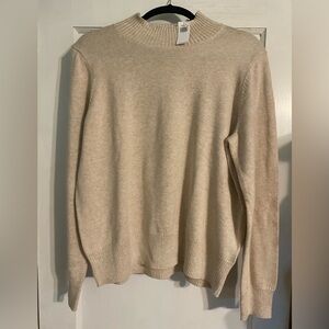 NWT  Old Navy Womens Pullover
Sweater Beige Long Sleeve Mock
Neck Ribbed Trim L